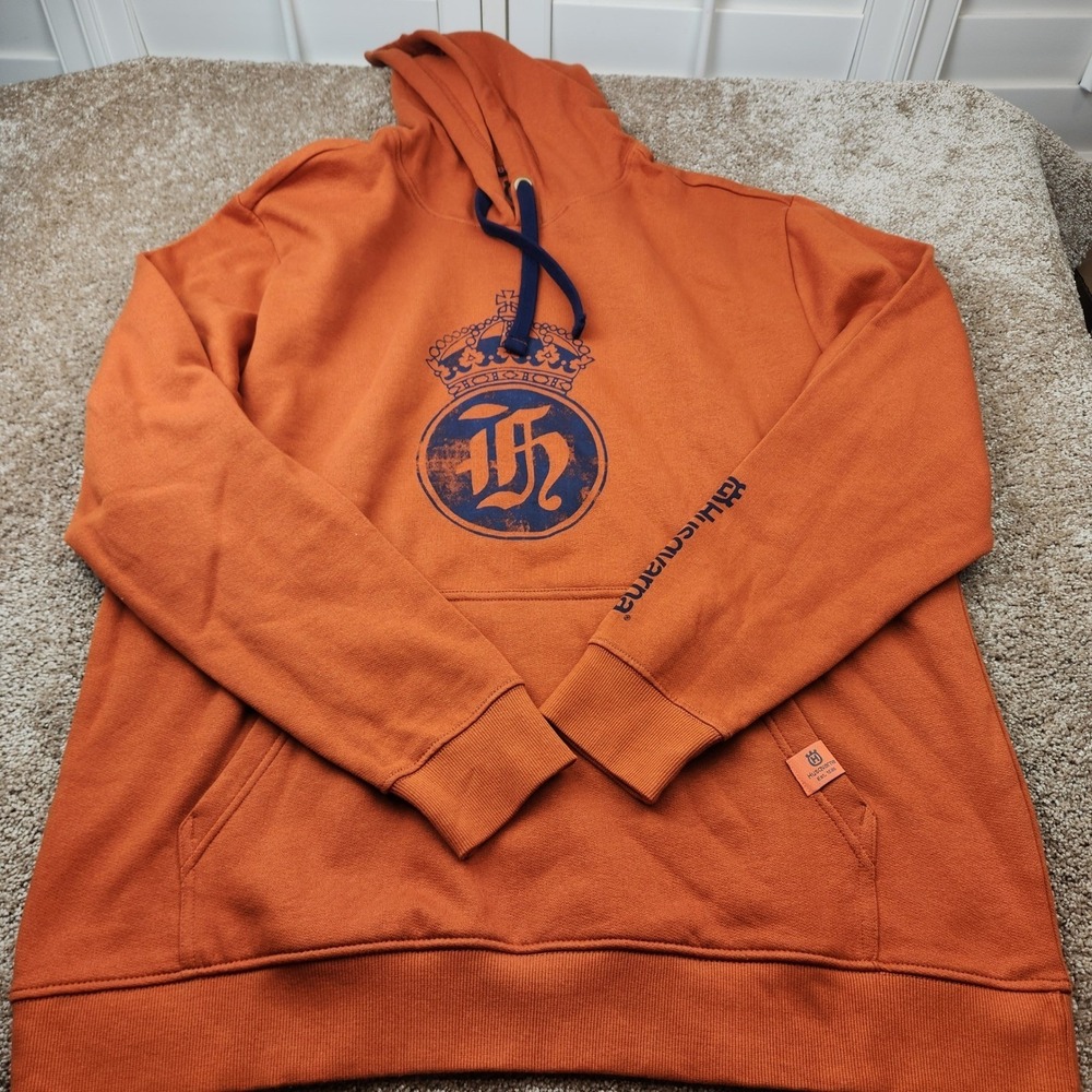 Husqvarna Stiftare Mens Large Burnt Orange Graphic Pullover Hoodie RN 102019